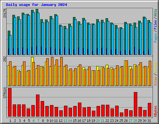 Daily usage for January 2024